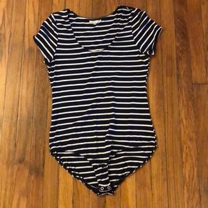 Anthropologie Tops - Little Black Bodysuit Brand navy striped bodysuit Anthropologie Tops - Little Black Bodysuit Brand navy striped bodysuit